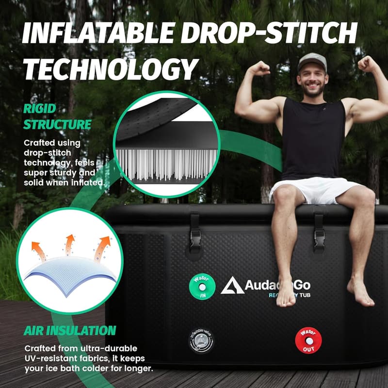 Portable XXL Inflatable Ice Bath Tub for Athletes, 216 Gallons