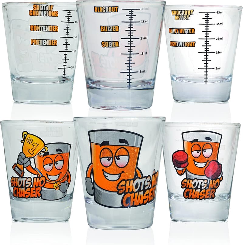 Shot Glass Set with Fun Measurements - Perfect for Parties