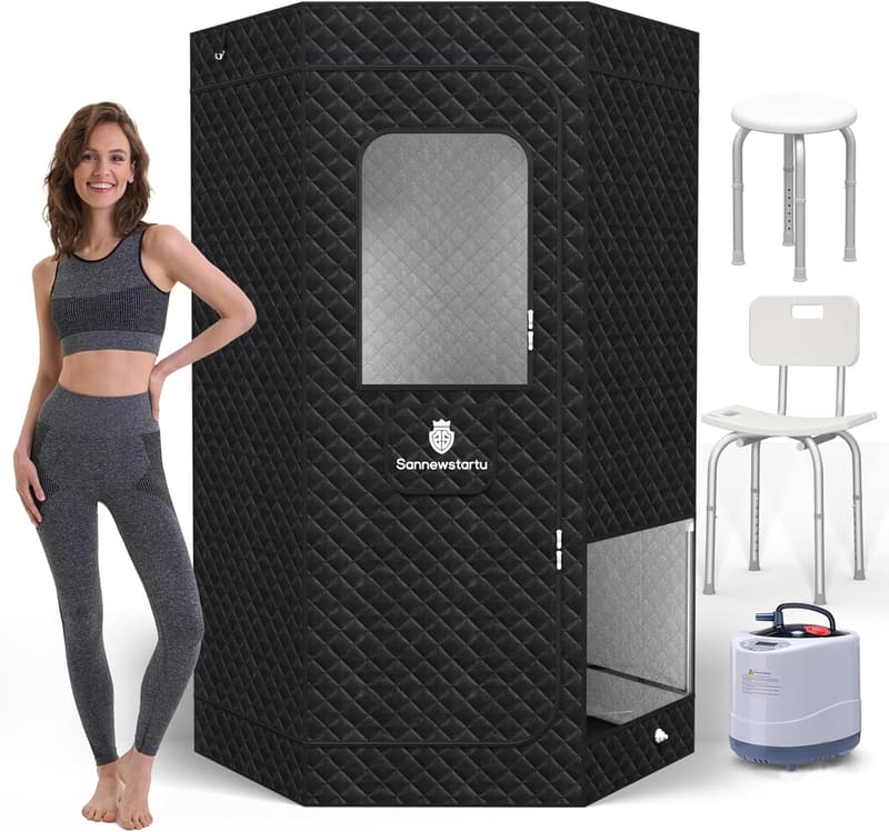 Portable Full Body Sauna for Home with Steam Generator & Chairs