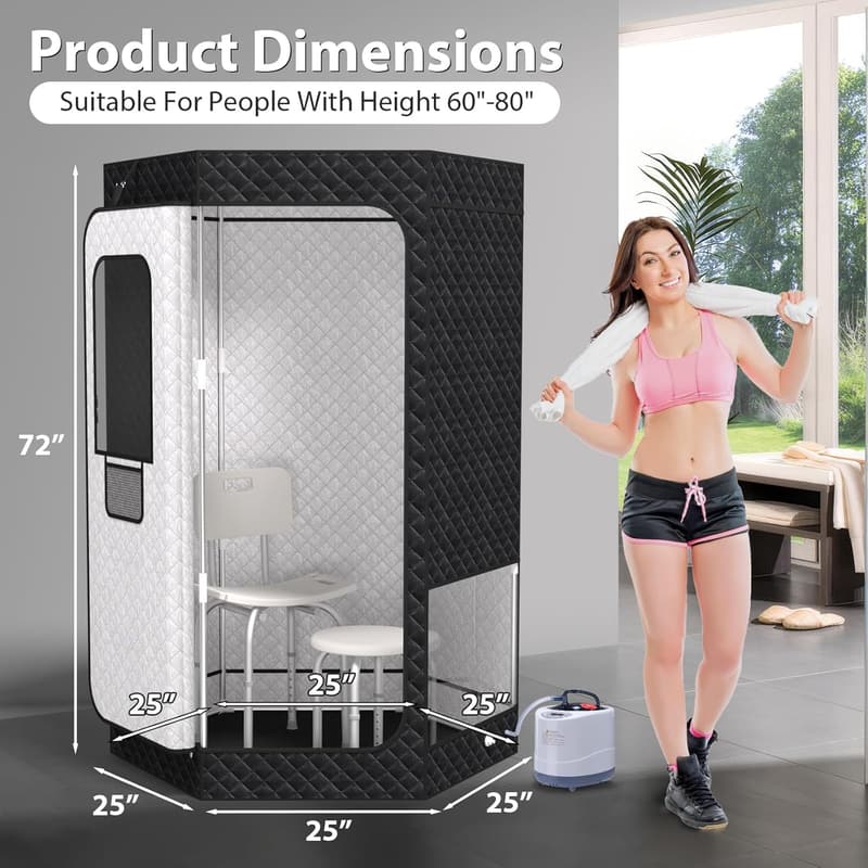 Portable Full Body Sauna for Home with Steam Generator & Chairs