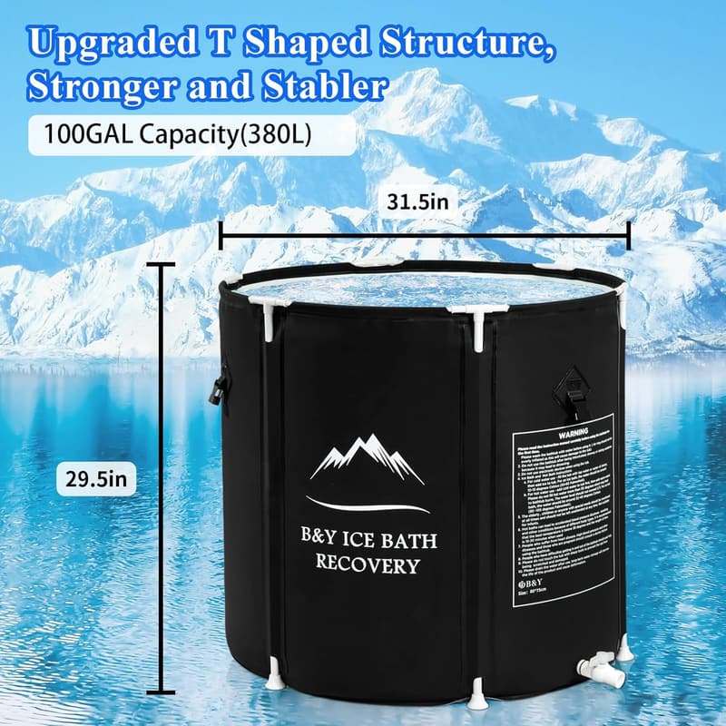 Outdoor Cold Plunge Tub for Adults - 100Gal Foldable Spa