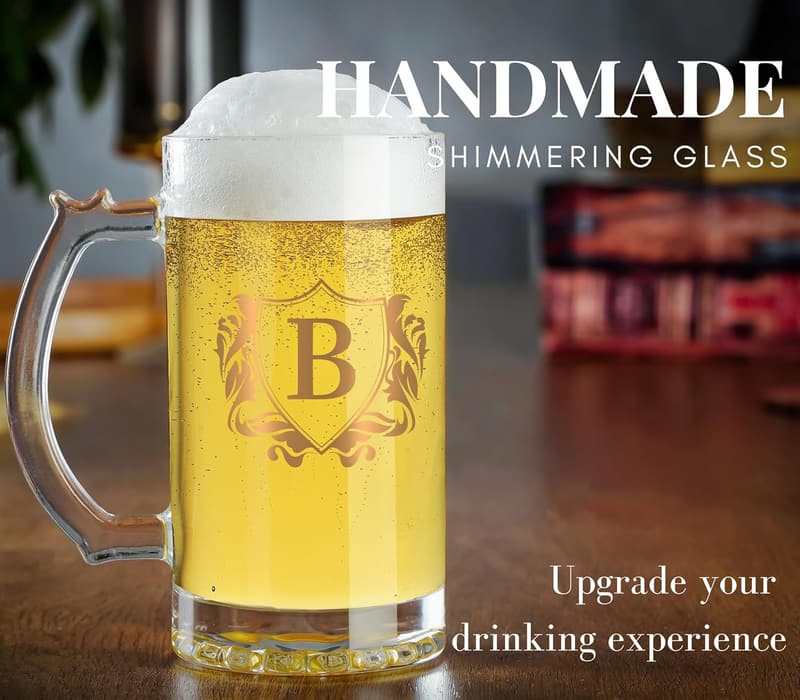 Personalized 17 oz Beer Stein Mug for Men – Great Birthday Gift