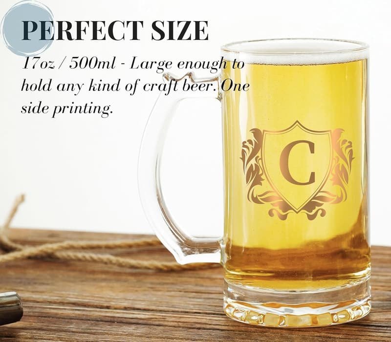 Personalized 17 oz Beer Stein Mug for Men – Great Birthday Gift