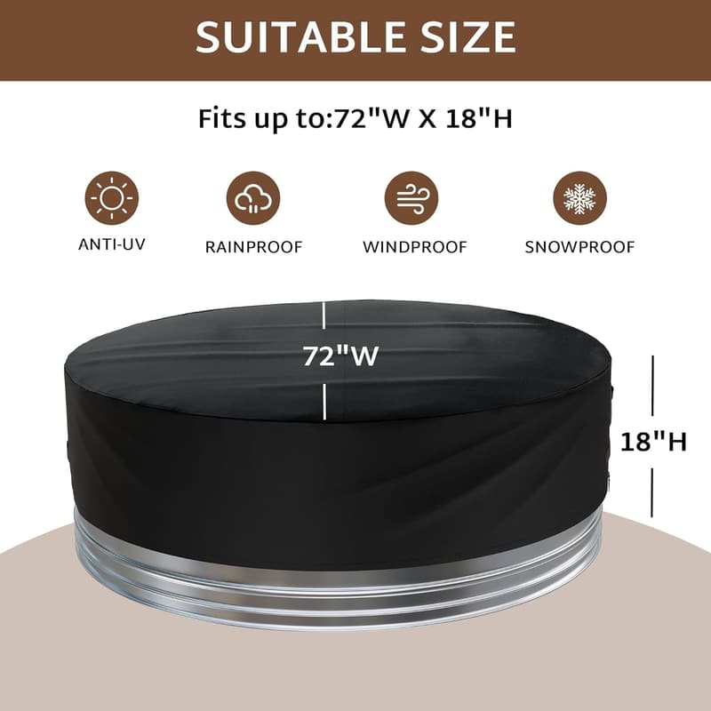 Outdoor Waterproof Stock Tank Pool Cover - 72 inch Round