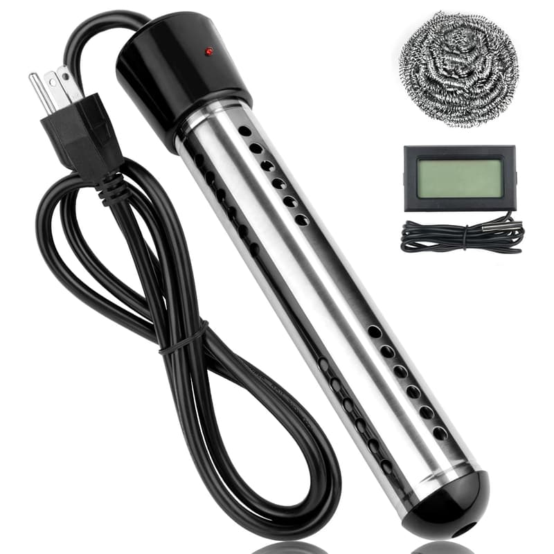 Portable 2000W Electric Water Heater with Digital LCD Thermometer