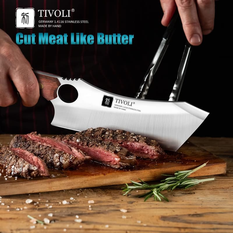 Father's Day Meat Cleaver Knife - Forged Full Tang with Sheath