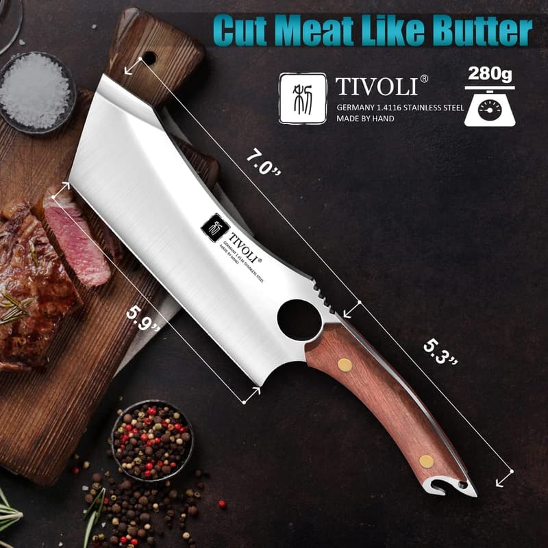 Father's Day Meat Cleaver Knife - Forged Full Tang with Sheath