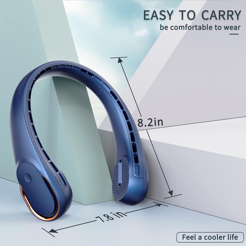 USB Rechargeable Neck Fan - 4000 mAh, 3 Adjustable Speeds