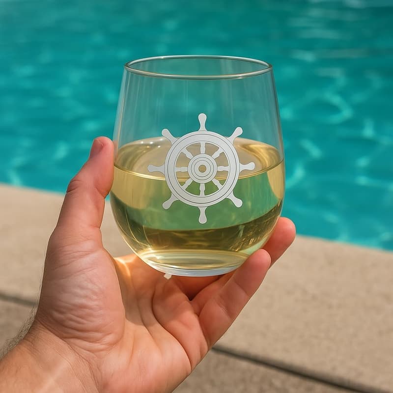 Set of 4 Nautical Stemless Wine Glasses – Unbreakable Tritan