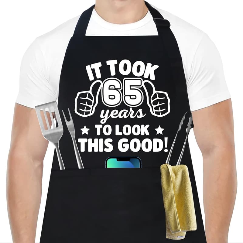 Men's Chef Apron with 3 Pockets - Perfect Birthday Gift