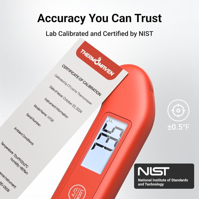 Instant Read Digital Meat Thermometer - Waterproof, High Accuracy, Gifts for Dad