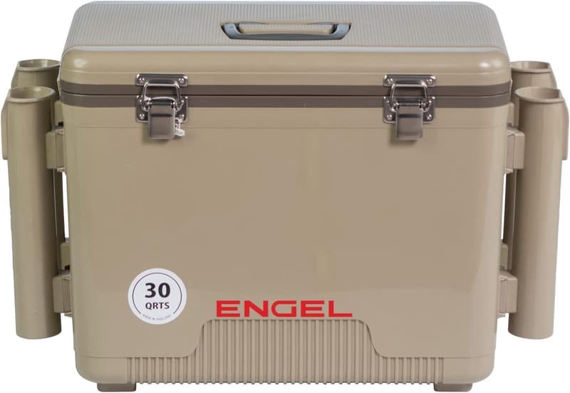 30qt Leak-Proof Fishing Drybox Cooler with Rod Holders