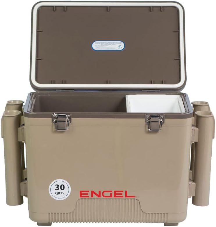 30qt Leak-Proof Fishing Drybox Cooler with Rod Holders