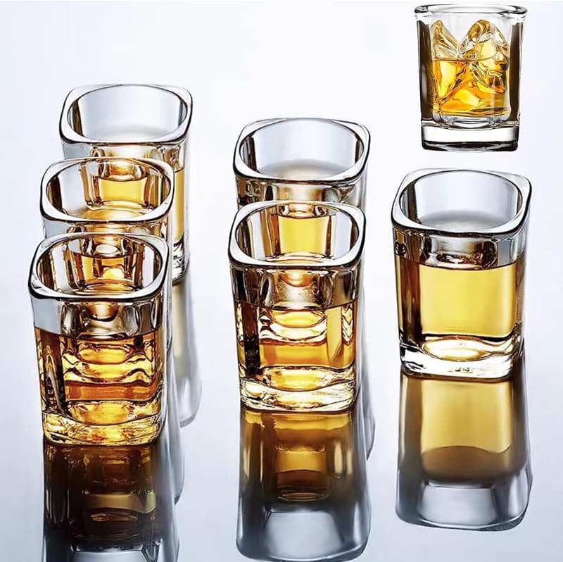 Clear Square Shot Glasses Set – 6 Pack, 2.2 oz for Spirits