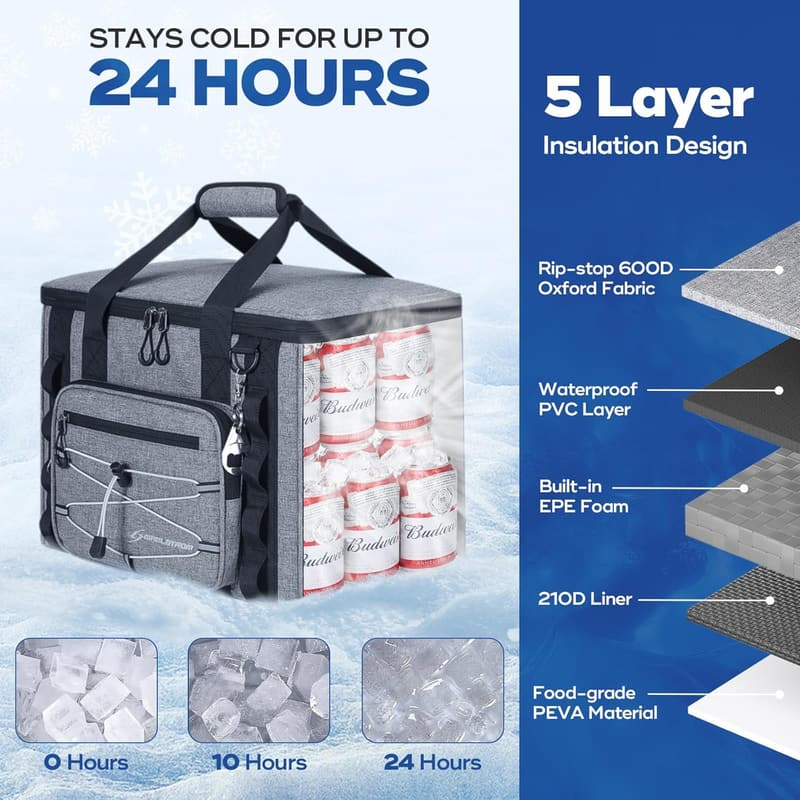 Collapsible Insulated Cooler Bag for Camping & Travel