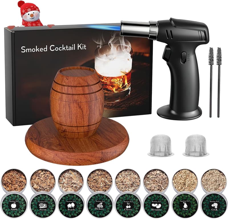 Whiskey Smoker Infuser Kit – 8 Flavor Wood Chips for Cocktails
