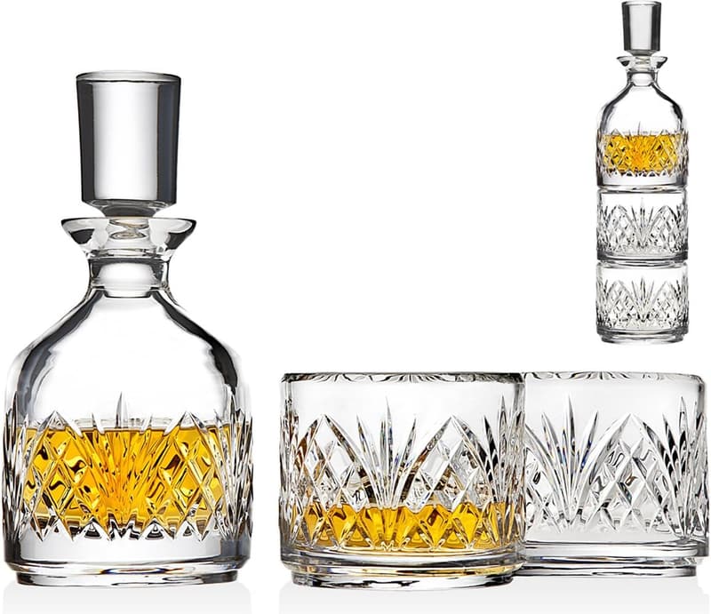Dublin 3-Pc Stackable Whiskey Decanter & Glass Set