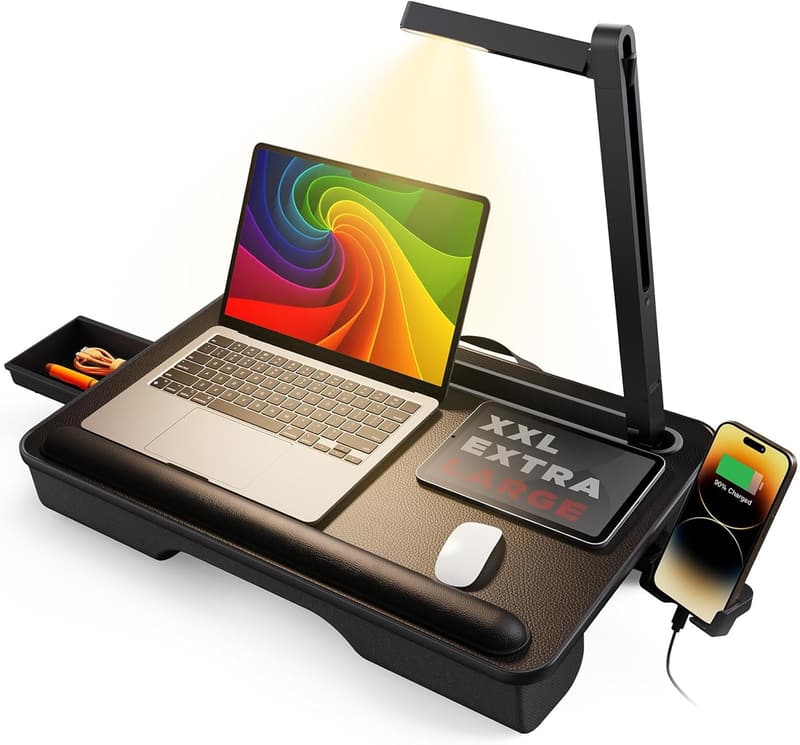 Portable Lap Desk with LED Light - Fits Up to 17