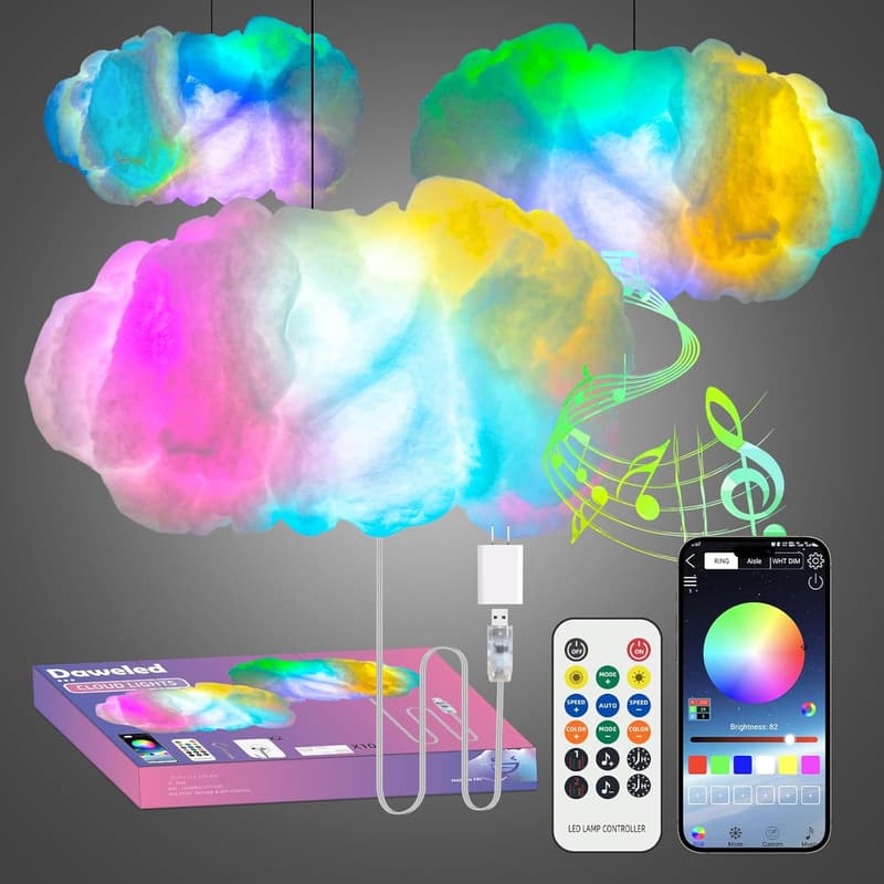 Aesthetic Cloud LED Lights - Music Sync Color Changing Wall Lamp