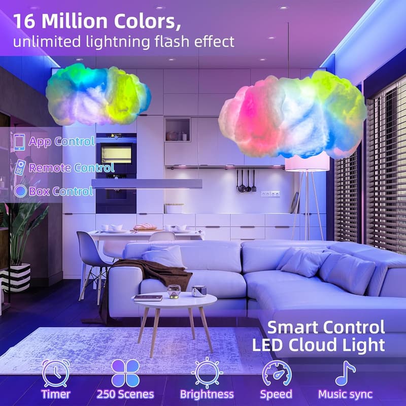 Aesthetic Cloud LED Lights - Music Sync Color Changing Wall Lamp