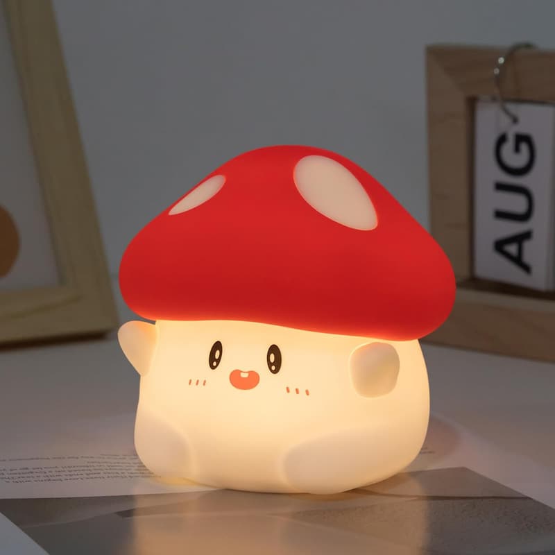 Cute Dimmable Mushroom Night Light for Kids - Rechargeable Silicone Lamp