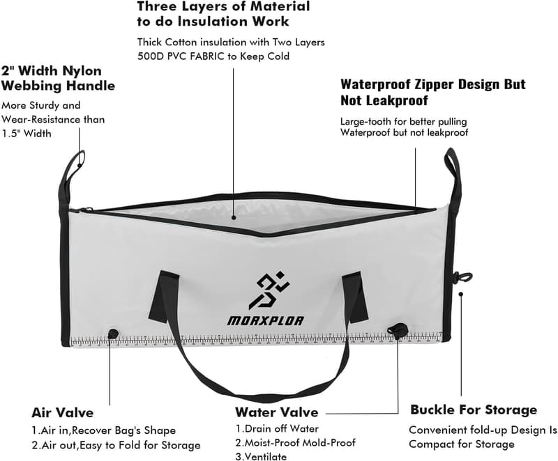 Large Insulated Fishing Cooler Bag with Water-Resistant Zipper
