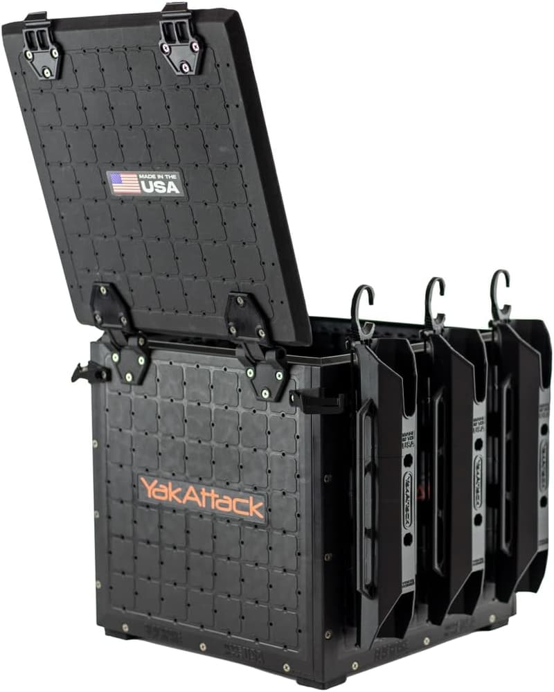 BlackPak Pro Fishing Crate with 3 Rod Holders - Compact & Durable