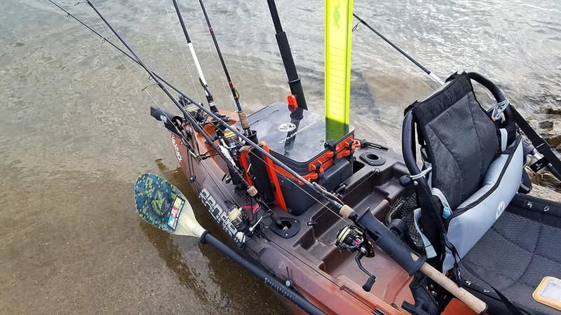 Kayak Crate for Tackle Storage with 4 Rod Holders