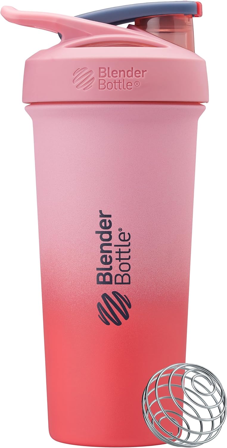Insulated 25-Ounce Shaker Cup with Whisk - Flamingo Ombre