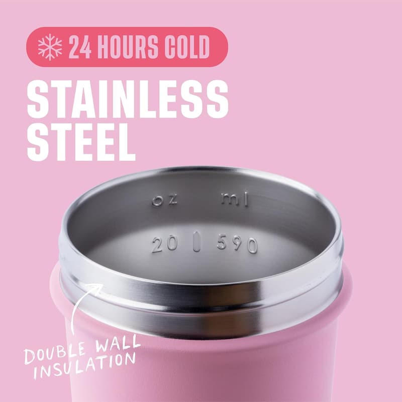 Insulated 25-Ounce Shaker Cup with Whisk - Flamingo Ombre