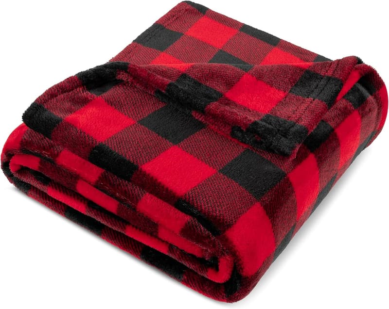 Buffalo Plaid Fleece Throw Blanket for Cozy Fall Decor