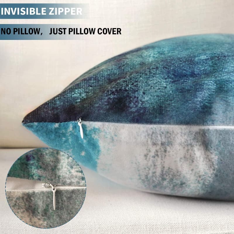 Contemporary Turquoise & Grey Throw Pillow Covers, 18x18