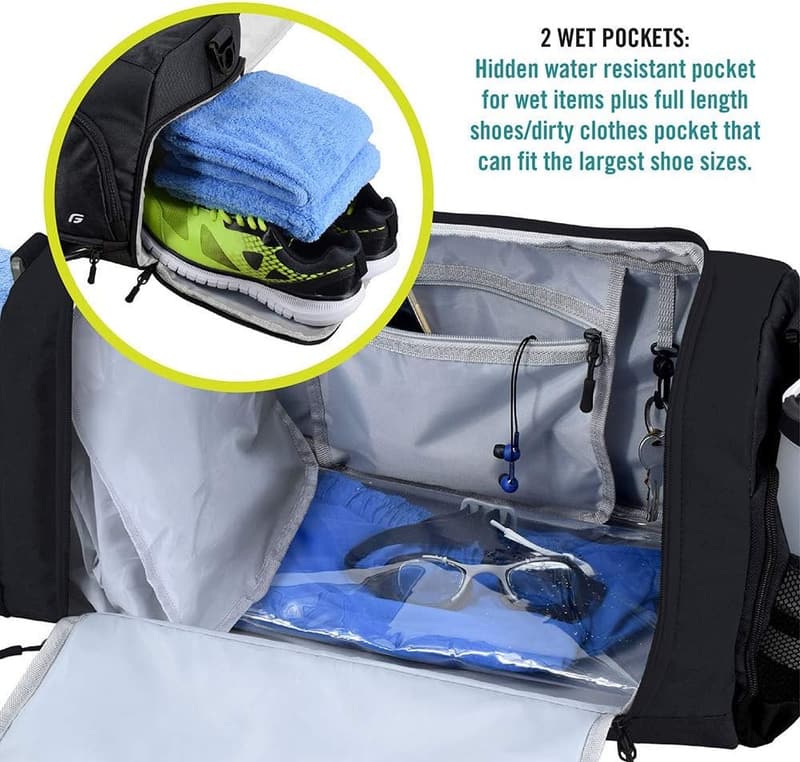 Durable Gym Duffel Bag with 10 Compartments and Water-Resistant Pouch
