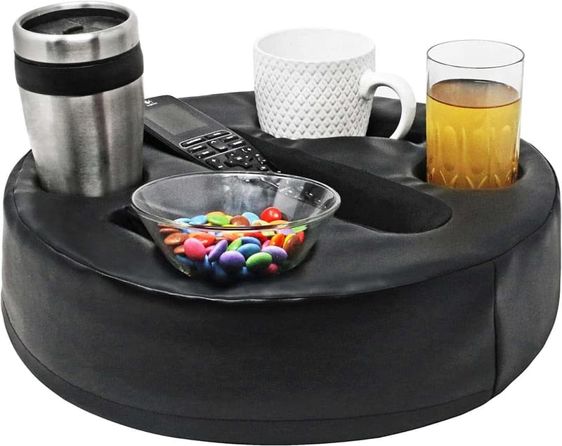 Sofa Buddy - Convenient Black Leather Couch Cup Holder