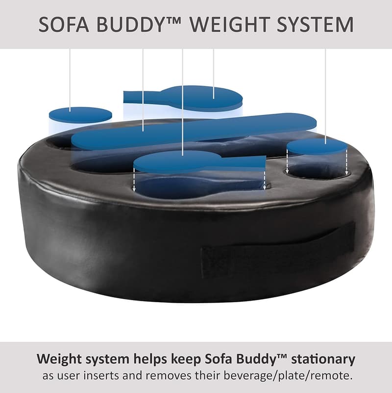 Sofa Buddy - Convenient Black Leather Couch Cup Holder