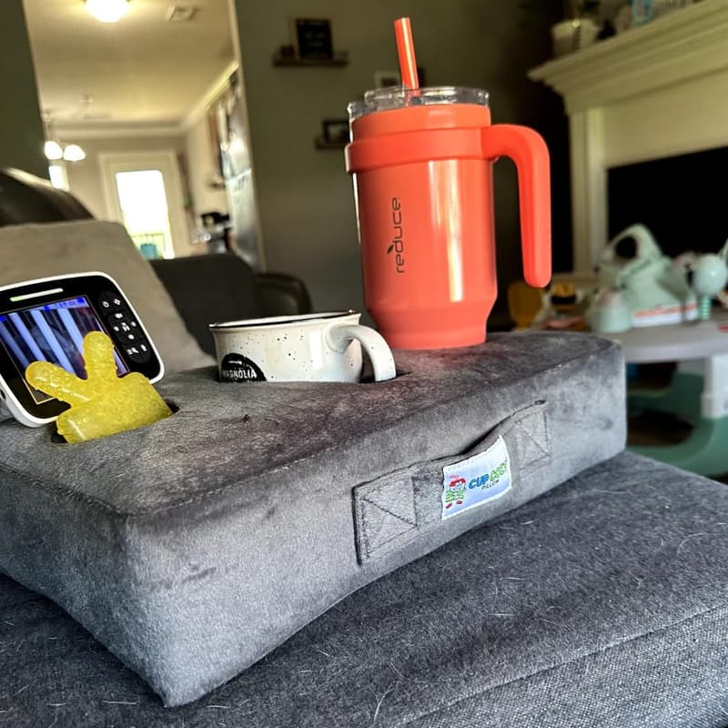 Gray Cup Cozy Pillow - Versatile Drink Holder for Any Setting