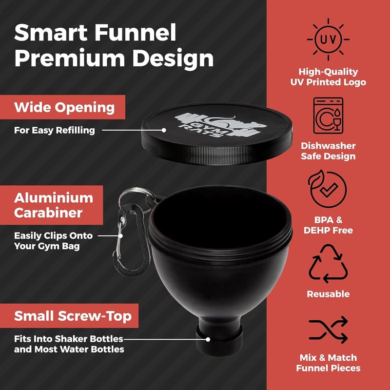 Protein Powder Funnel Set - Travel Containers with Carabiner