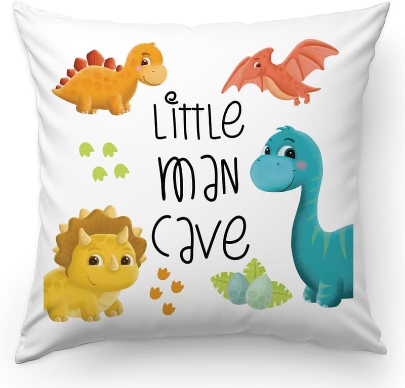 Dinosaur Throw Pillow Covers for Kids' Rooms - Soft Flannel Decor