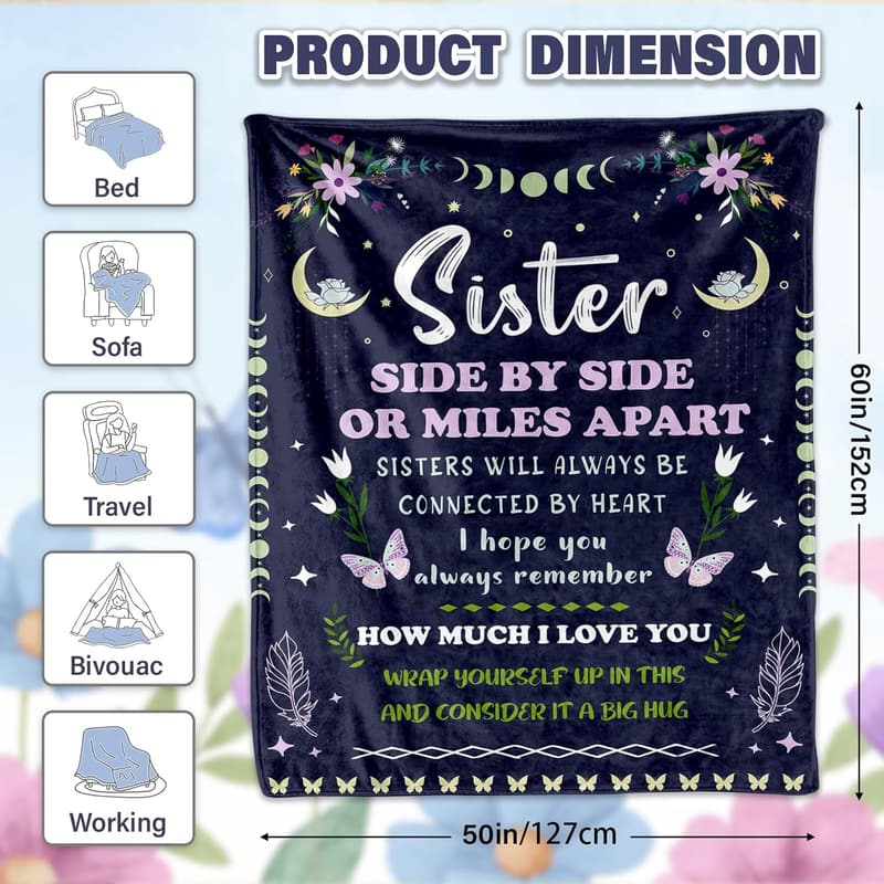 Sister Birthday Gift - Cozy Fleece Throw Blanket 50