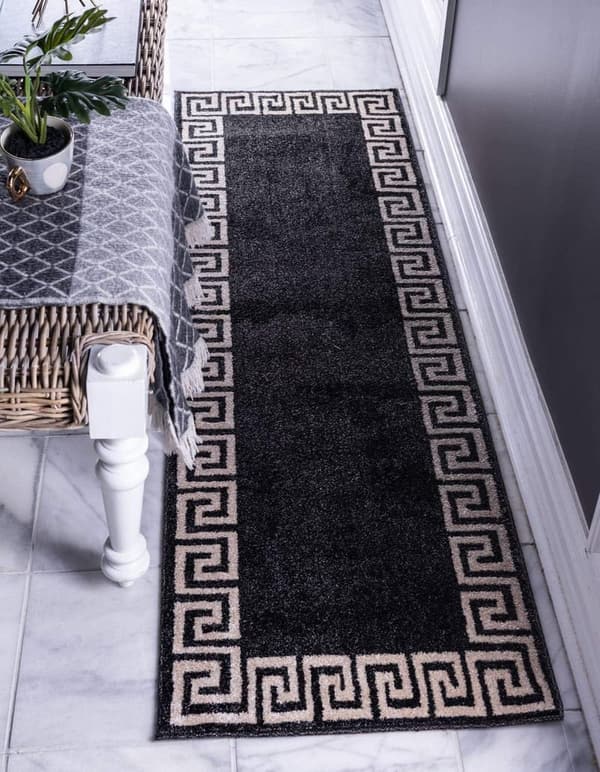 Charcoal/Beige Geometric Area Rug - 2 ft x 6 ft