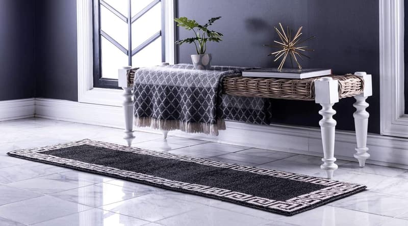 Charcoal/Beige Geometric Area Rug - 2 ft x 6 ft