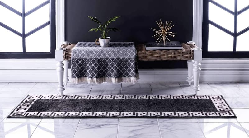 Charcoal/Beige Geometric Area Rug - 2 ft x 6 ft