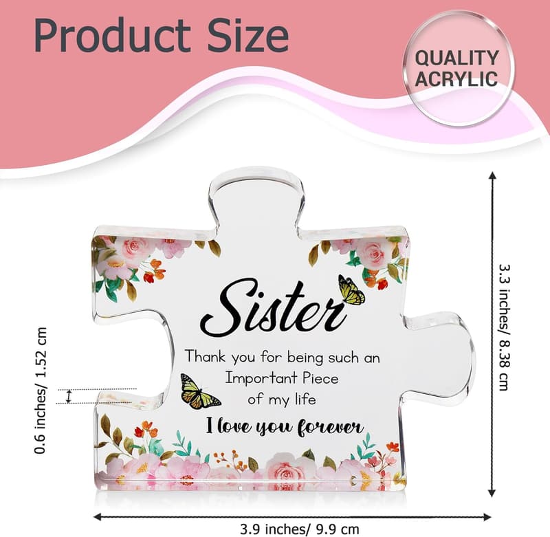 Sister Engraved Acrylic Puzzle Piece for Mother's Day