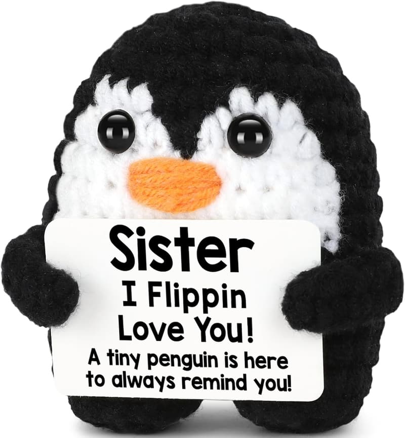 Handmade Crochet Penguin Gift for Sister's Birthday