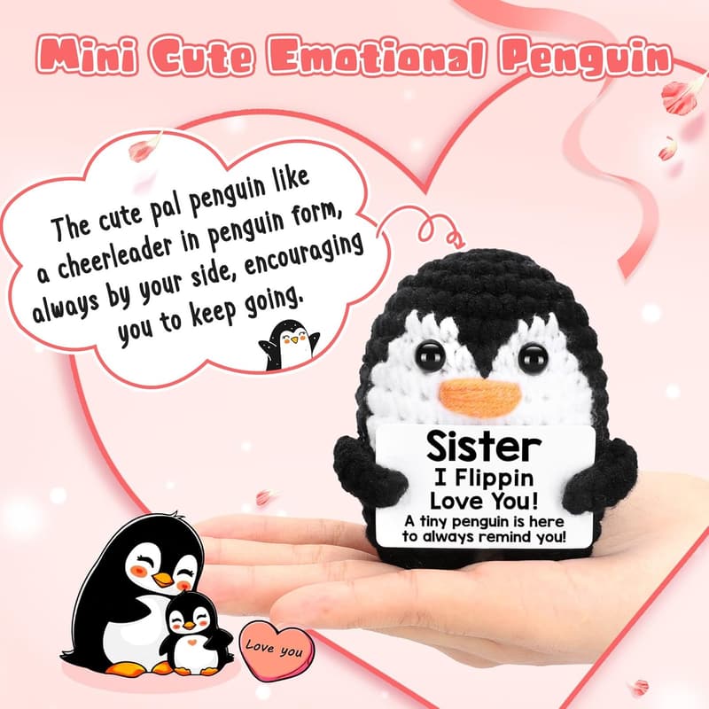 Handmade Crochet Penguin Gift for Sister's Birthday
