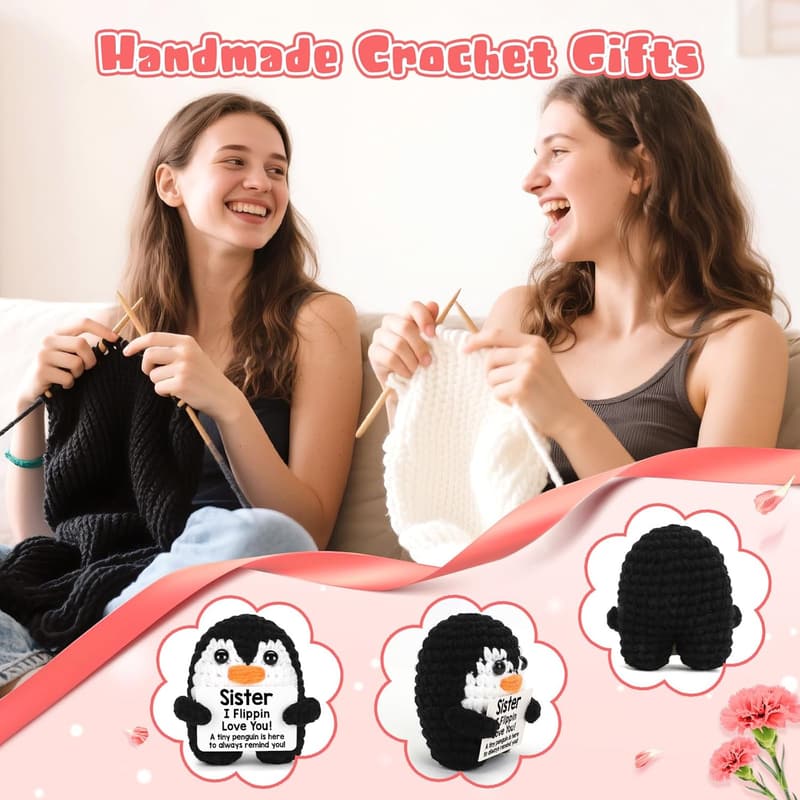 Handmade Crochet Penguin Gift for Sister's Birthday