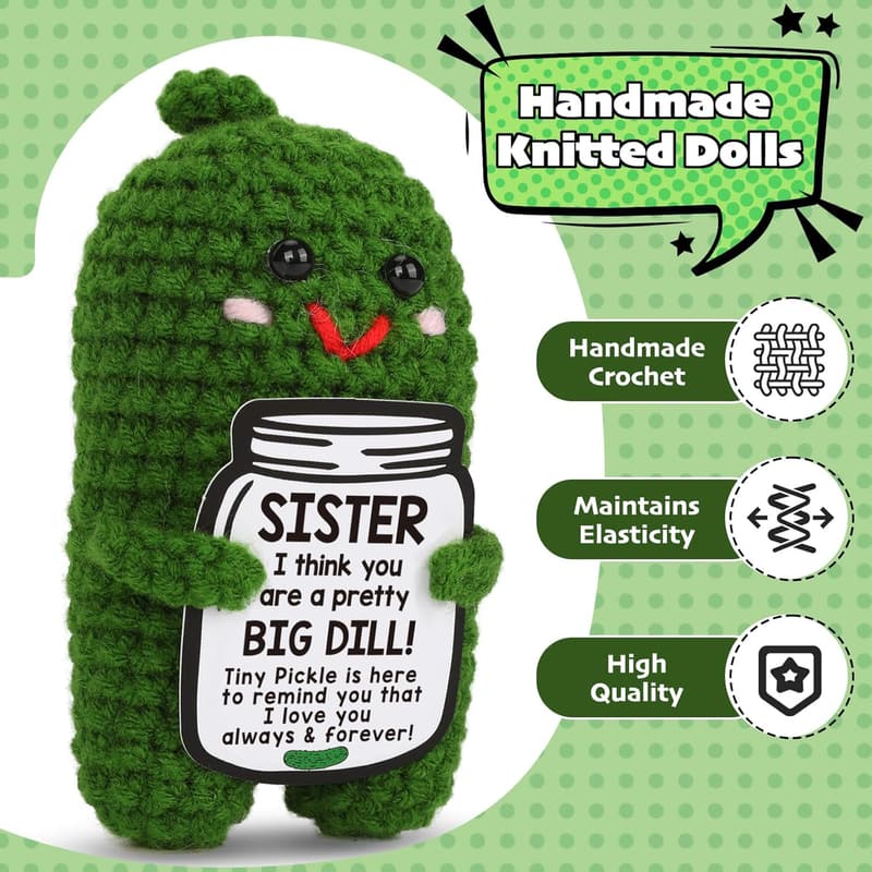 Handmade Crochet Pickle - Unique Gift for Sisters 2024