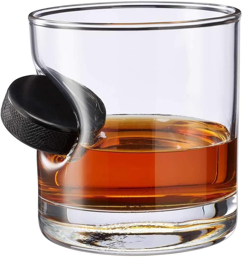 BenShot Hockey Puck Rocks Glass - 11oz, Made in USA