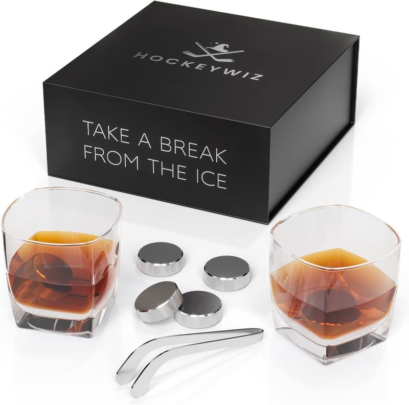 Father's Day Whiskey Stone Set with Cooling Gel & Glasses