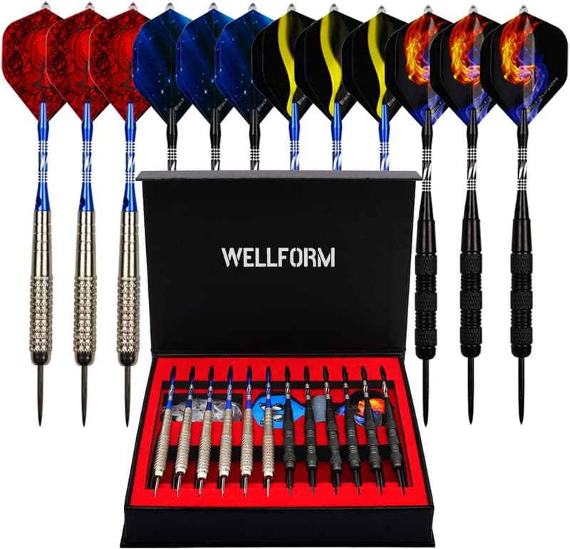 Professional 22g Steel Tip Darts Set with Aluminum Shafts & Flights